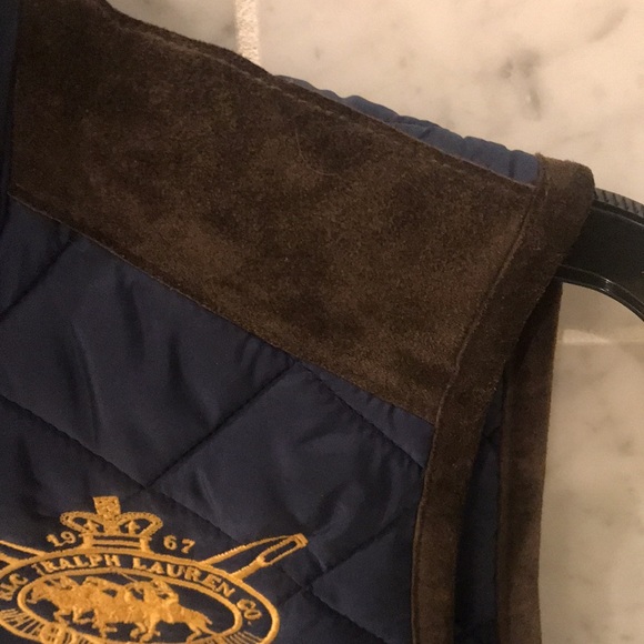 Ralph Lauren Polo Vest Sz M suede and nylon puffer jacket 🐴🧲🐎 - Picture 4 of 8
